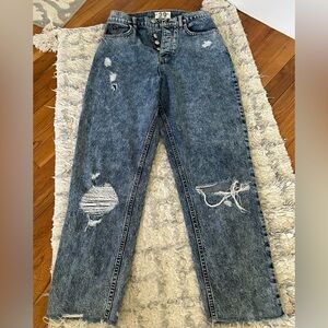 Distressed Blue Jeans